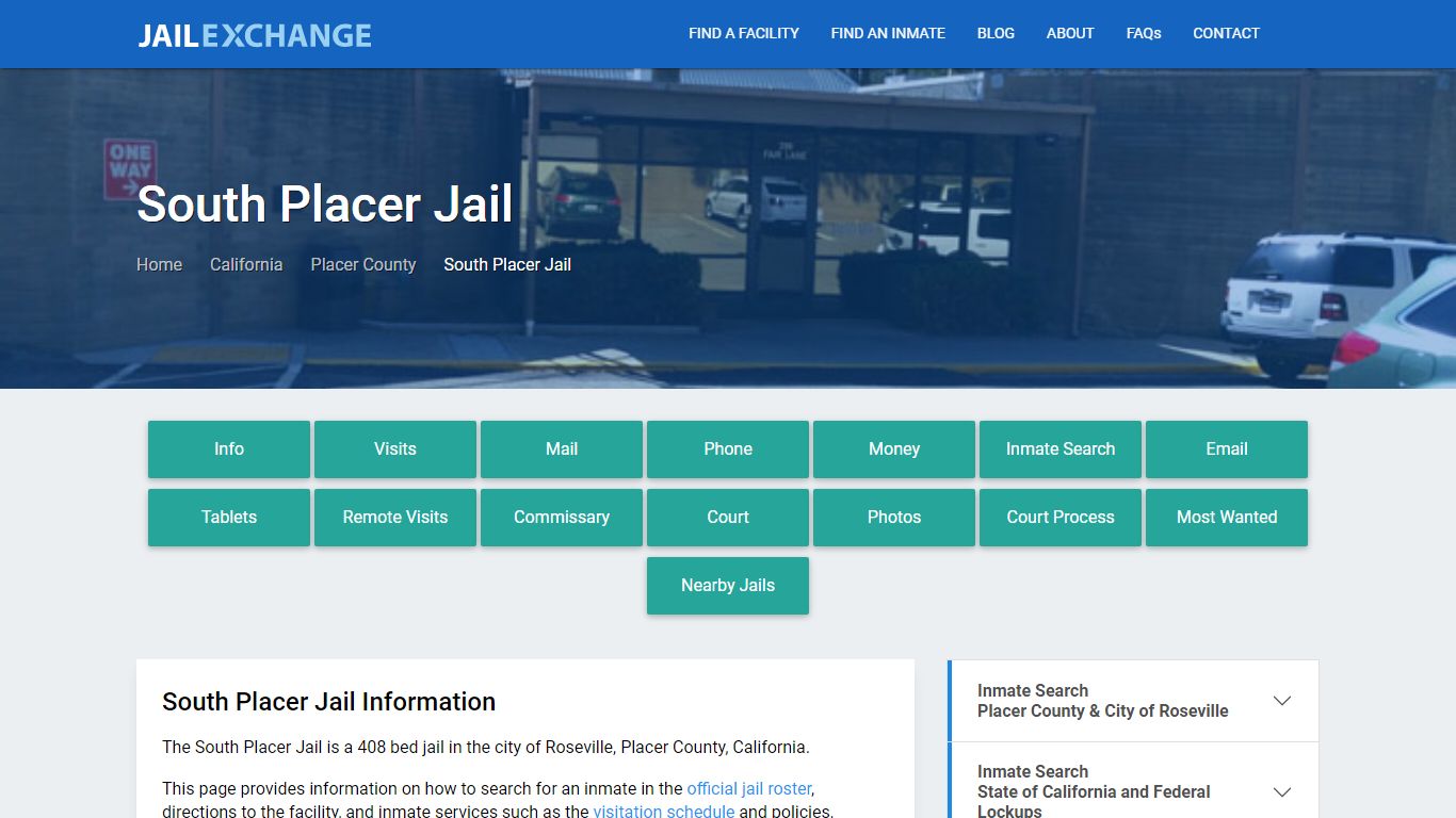 South Placer Jail, CA Inmate Search, Information